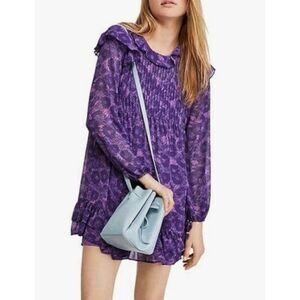 Free People Womens These Dreams Floral Ruffled Mini Babydoll Dress Purple XS